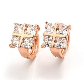 12x10mm 8-stone PRINCESS CZ HOOP EARRINGS